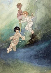 Aquarelle sans titre, enfants sous l
